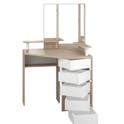 Coiffeuse d'angle avec miroirs et rangements