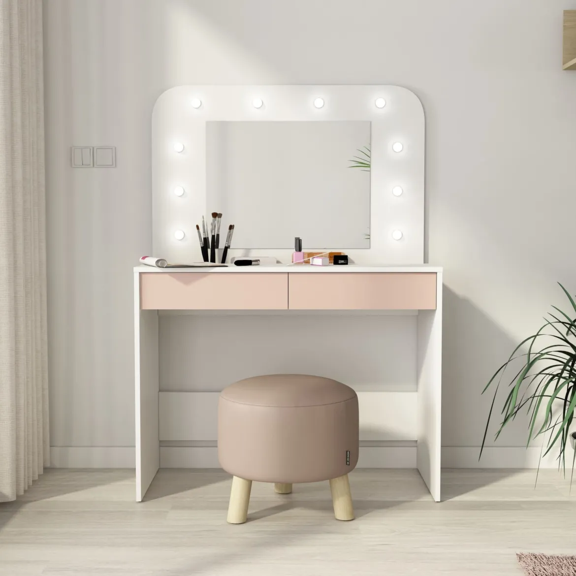 Coiffeuse enfant en bois avec miroir et LED - CF9076