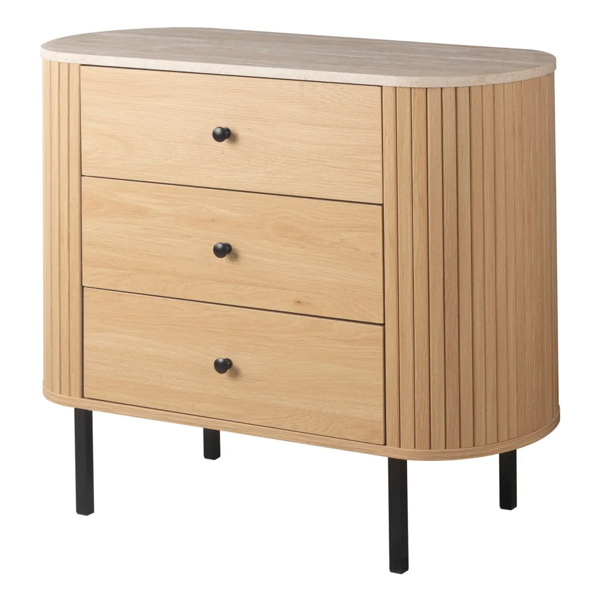 Commode bois à tiroirs effet travertin