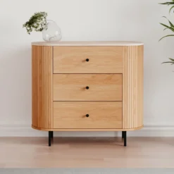 Commode bois à tiroirs effet travertin