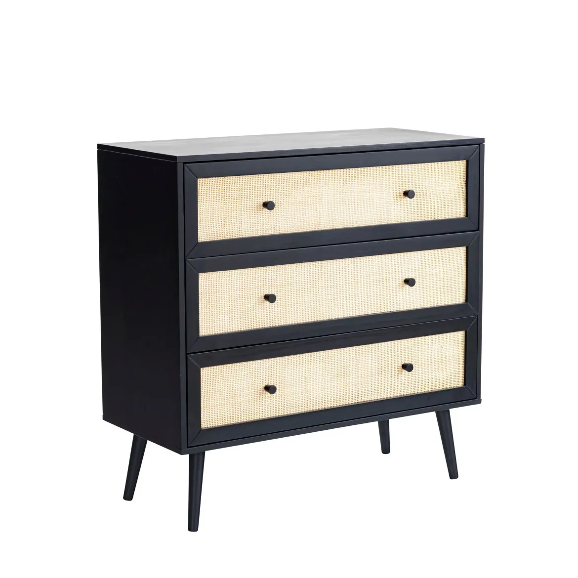Commode cannage avec 3 tiroirs ANNA