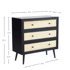 Commode cannage avec 3 tiroirs ANNA