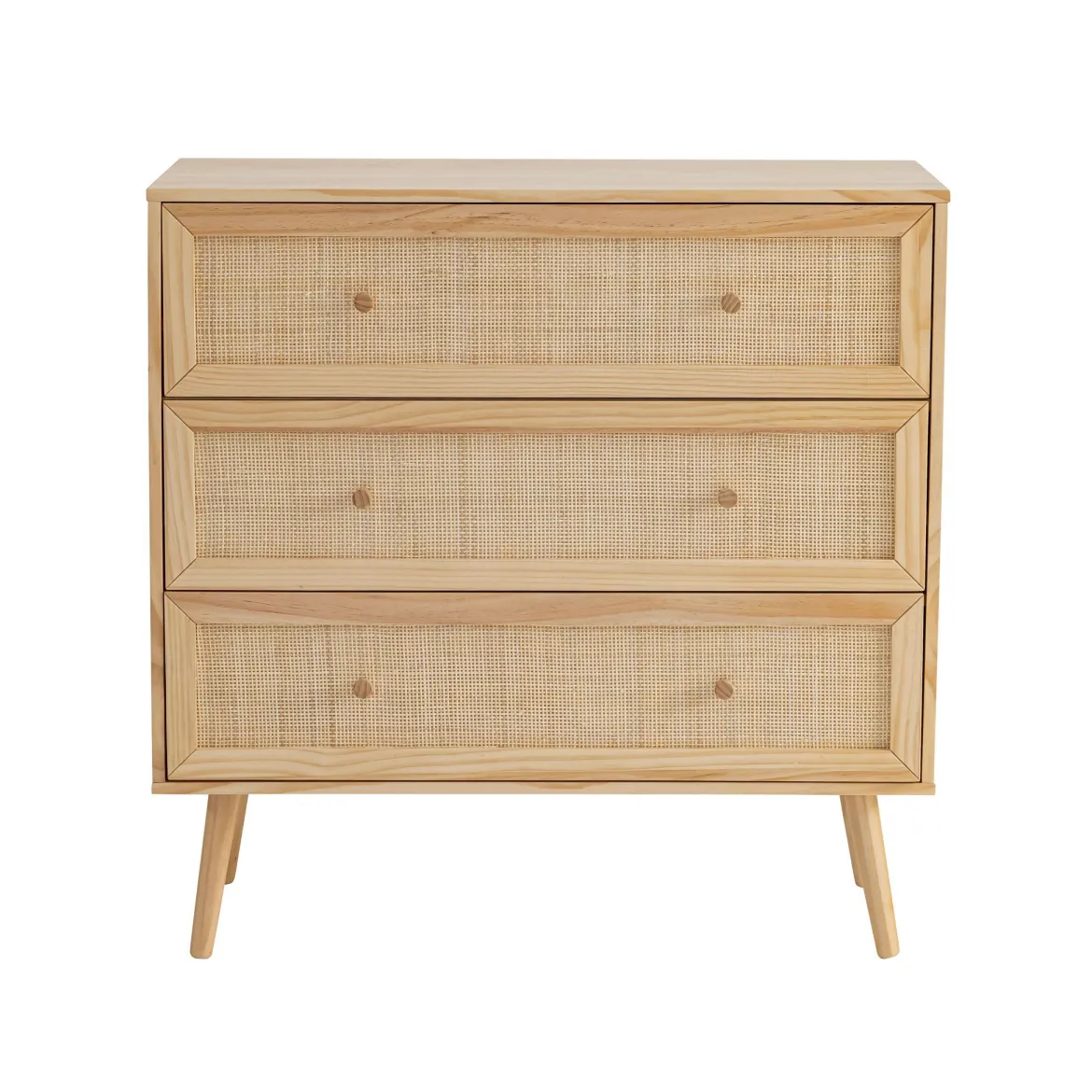 Commode cannage avec 3 tiroirs ANNA