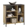 Commode 5 cases en bois imitation chêne clair - CO13001