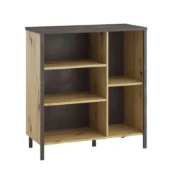 Commode 5 cases en bois imitation chêne clair - CO13001