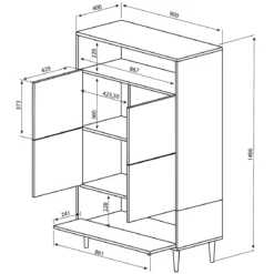 Commode en bois avec placard et niche de rangement - CO6001