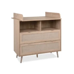 Commode à langer bébé 2 tiroirs en bois effet cannage - CO7085