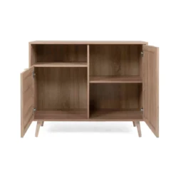 Commode 1 niche 2 portes en imprimé cannage - CO7073-1