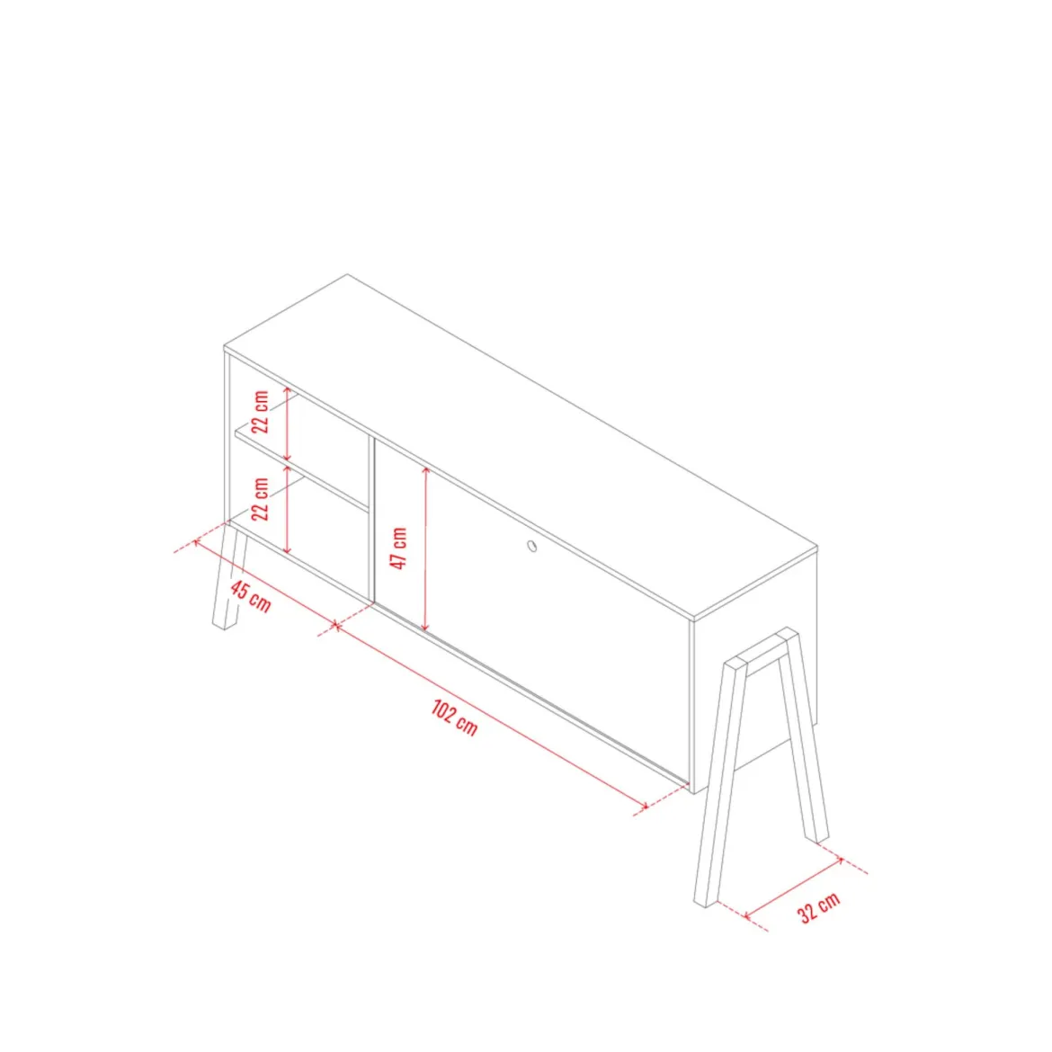 Commode 1 porte 2 niches de rangement en bois imitation chêne clair et blanc - CO17030