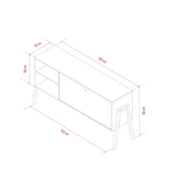 Commode 1 porte 2 niches de rangement en bois imitation chêne clair et blanc - CO17030