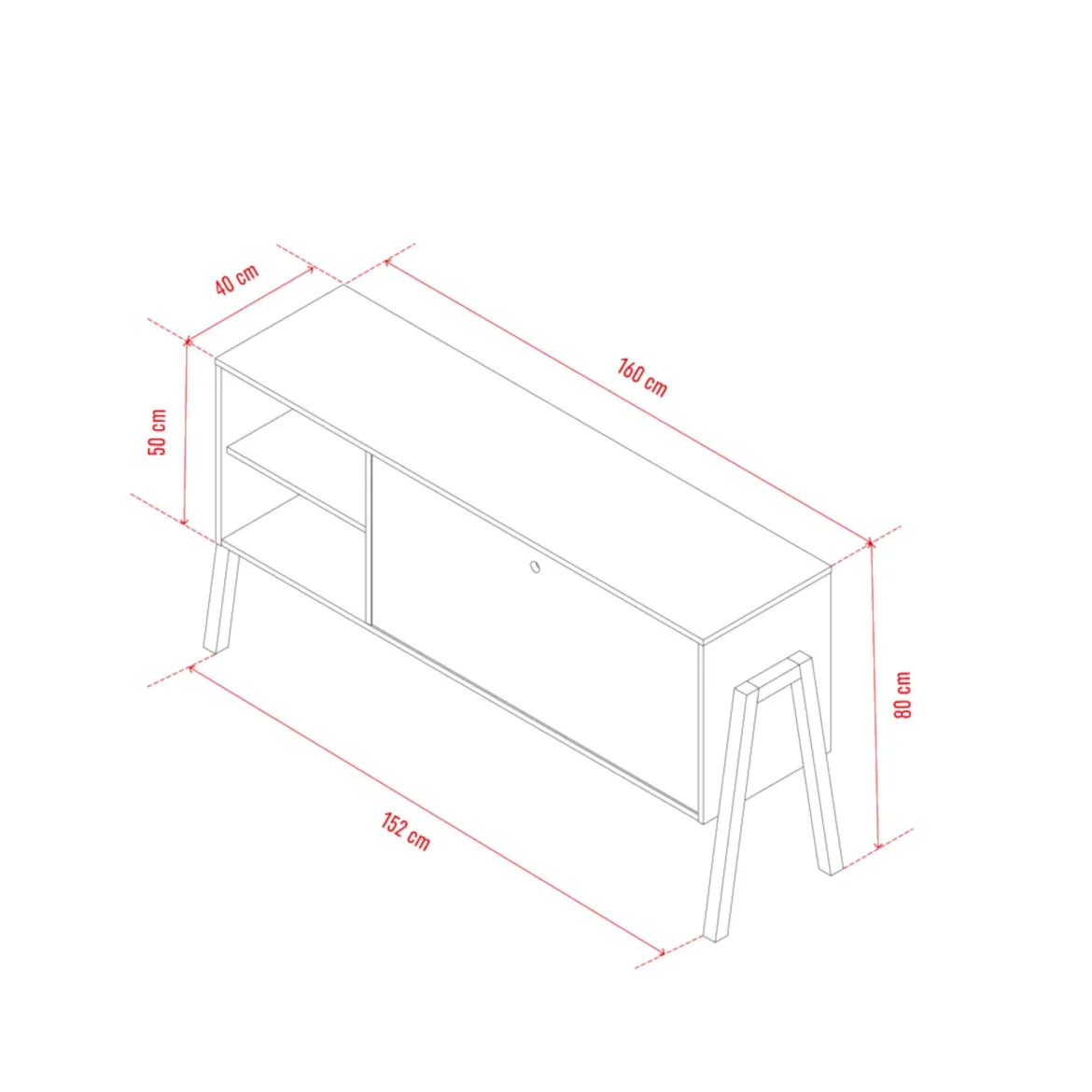 Commode 1 porte 2 niches de rangement en bois imitation chêne clair et blanc - CO17030