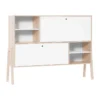 Commode 2 portes avec niches de rangement en bois imitation chêne clair et blanc - CO17031