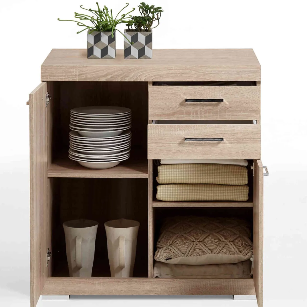 Commode 2 portes 2 tiroirs en bois - CO13003