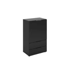 Commode 1 porte 2 tiroirs en bois noir satiné - CO13034-3