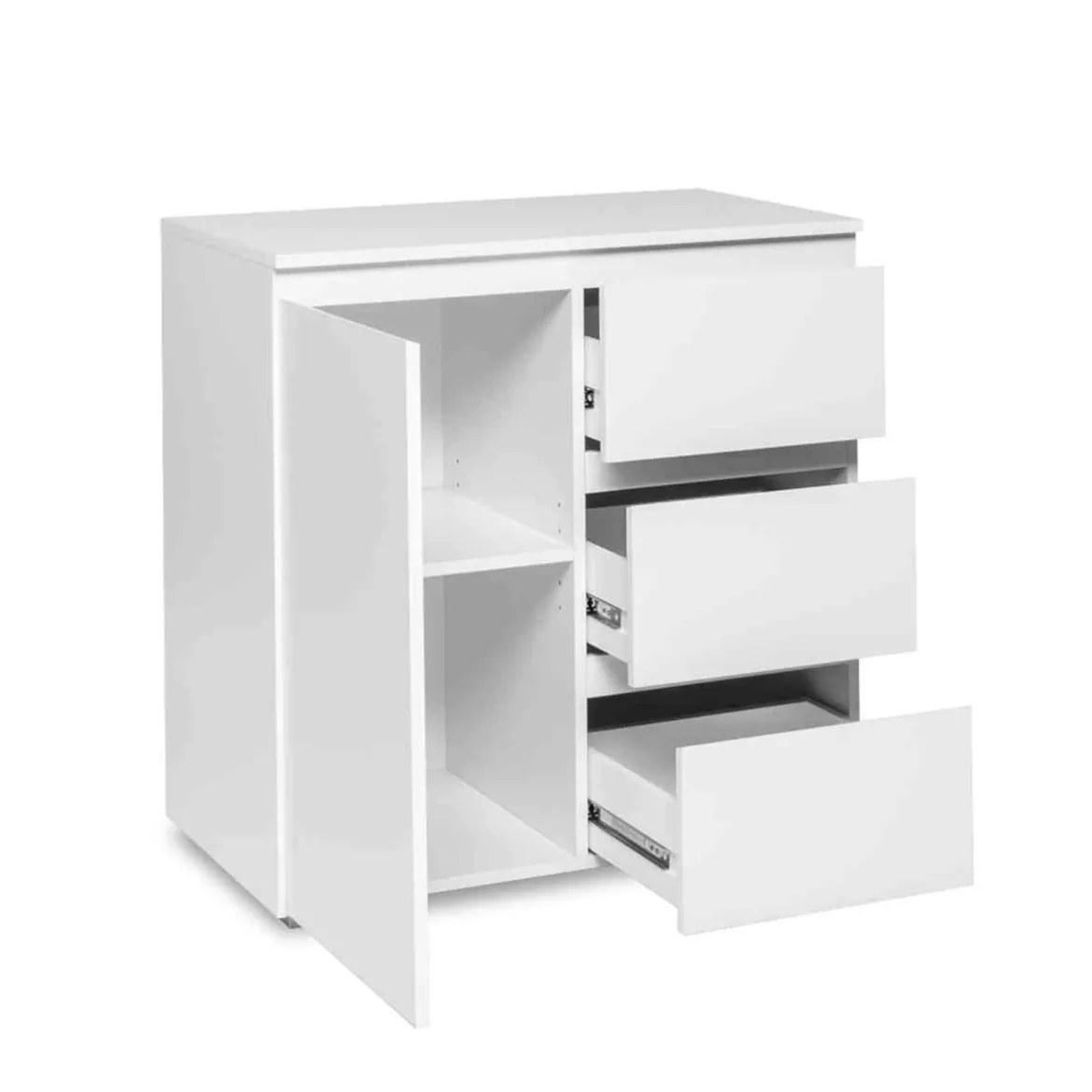 Commode 1 porte 3 tiroirs en bois - CO7020