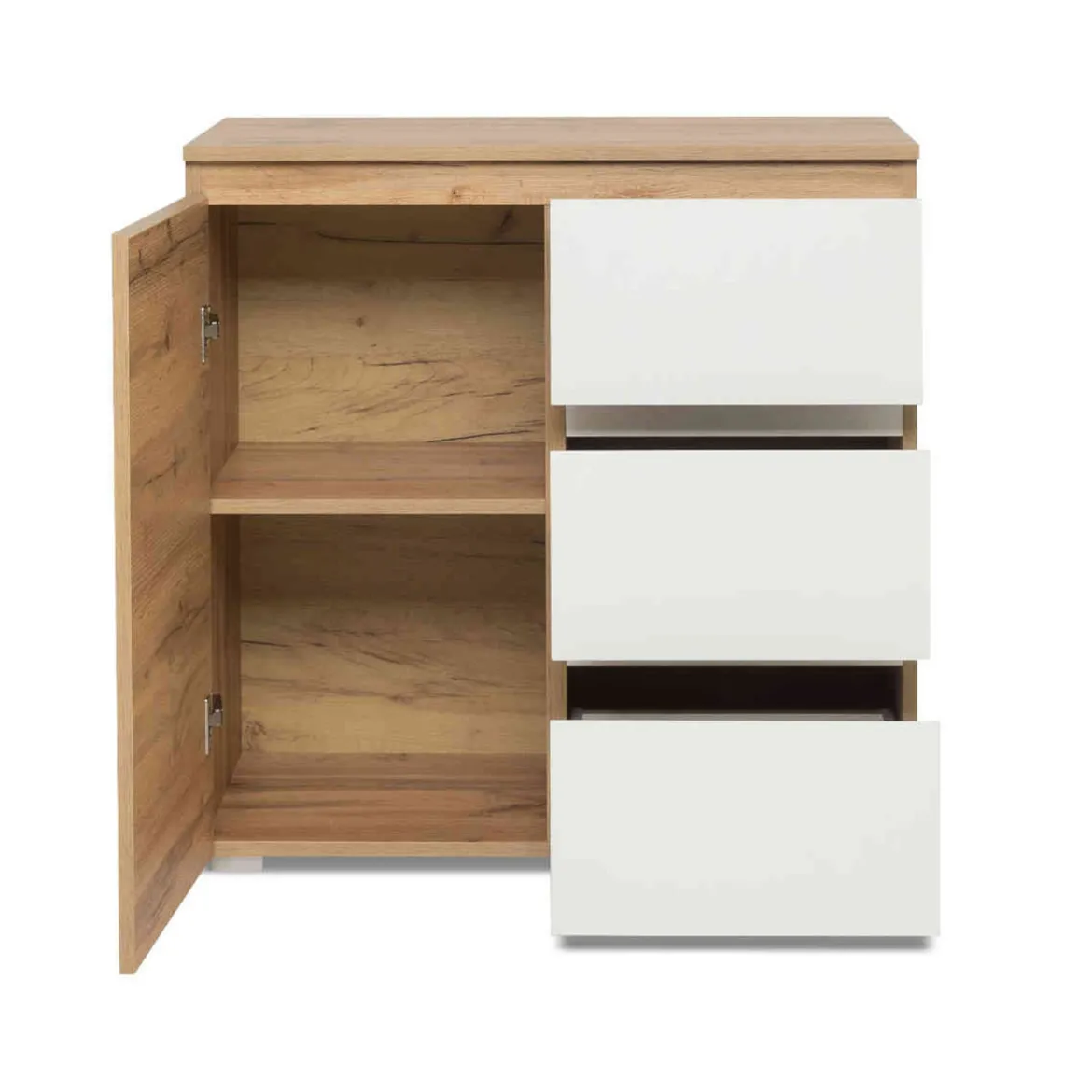 Commode 1 porte 3 tiroirs en bois - CO7020