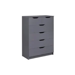 Commode 6 rangements en bois gris anthracite - CO12098