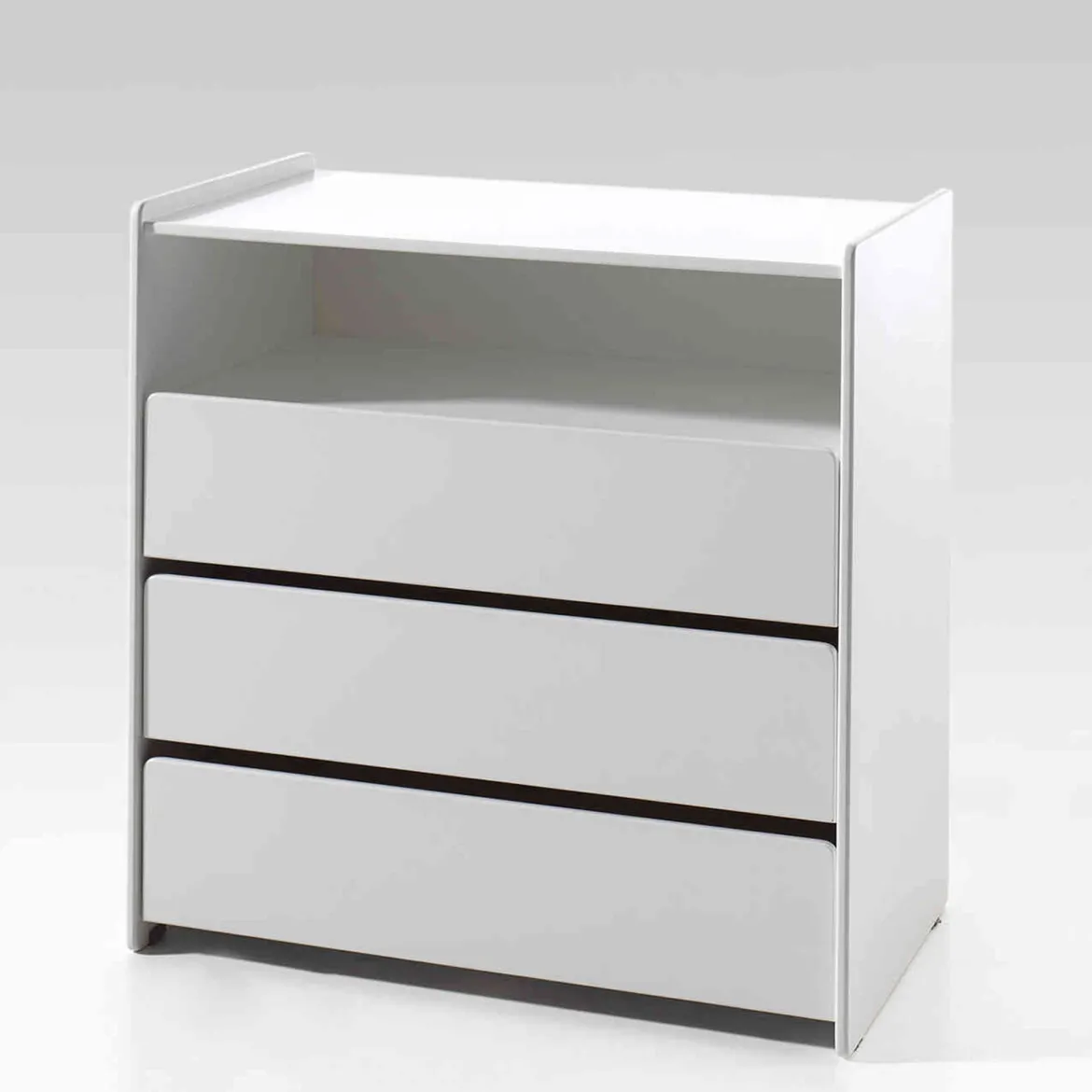 Commode 3 tiroirs bois blanc laqué - Terre de nuit
