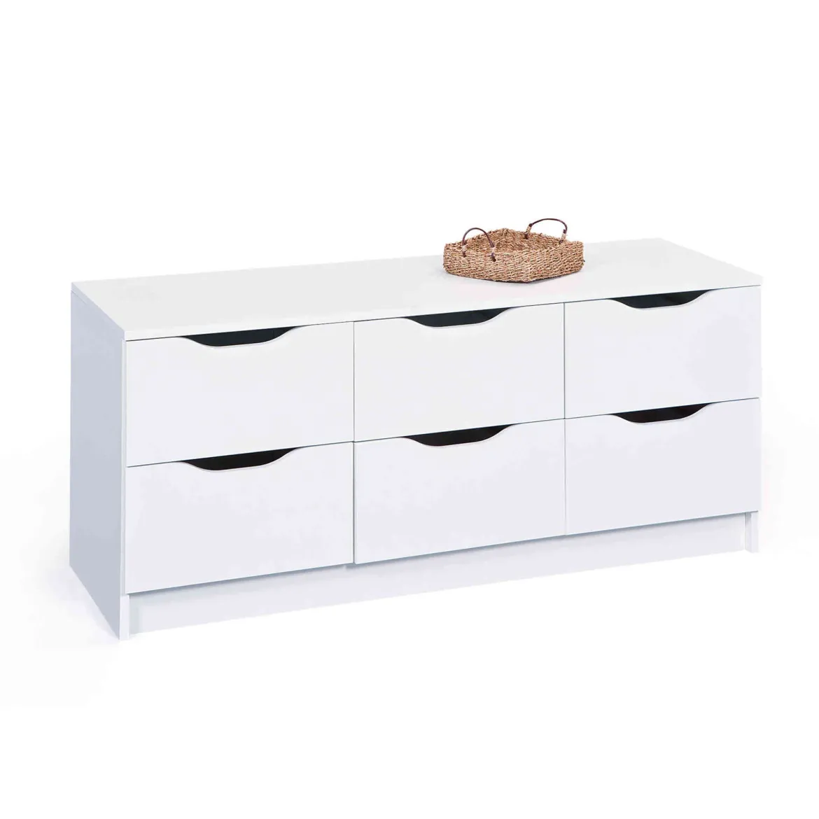 Commode 6 tiroirs en bois blanc - CO12052-4