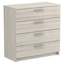 Commode 4 tiroirs en bois imitation chêne shannon - CO180