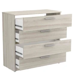 Commode 4 tiroirs en bois imitation chêne shannon - CO180