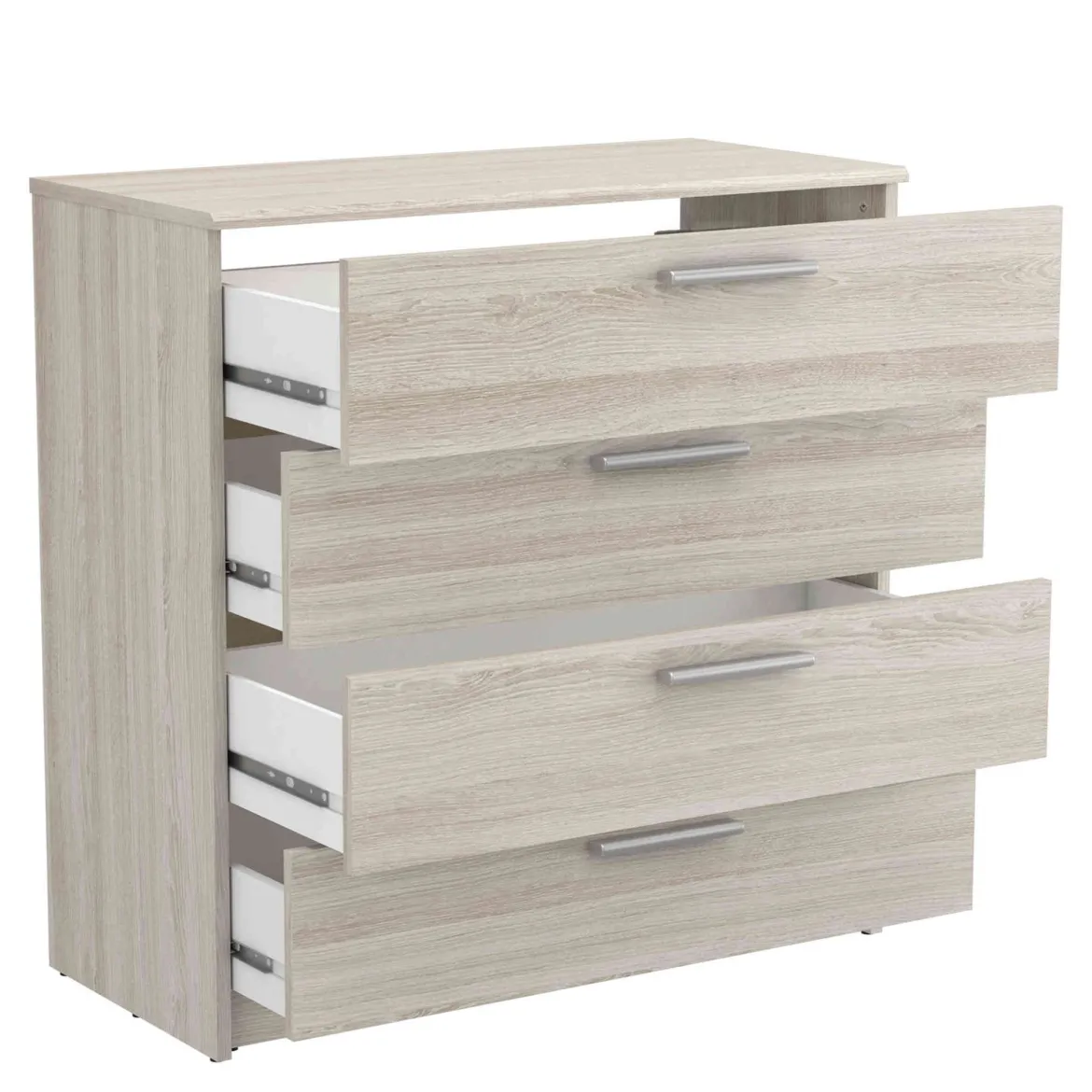 Commode 4 tiroirs en bois imitation chêne shannon - CO180