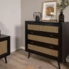 Commode 3 tiroirs noir imprimé cannage - CO7072-2