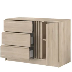 Commode 3 tiroirs 1 porte bois naturel CLEM