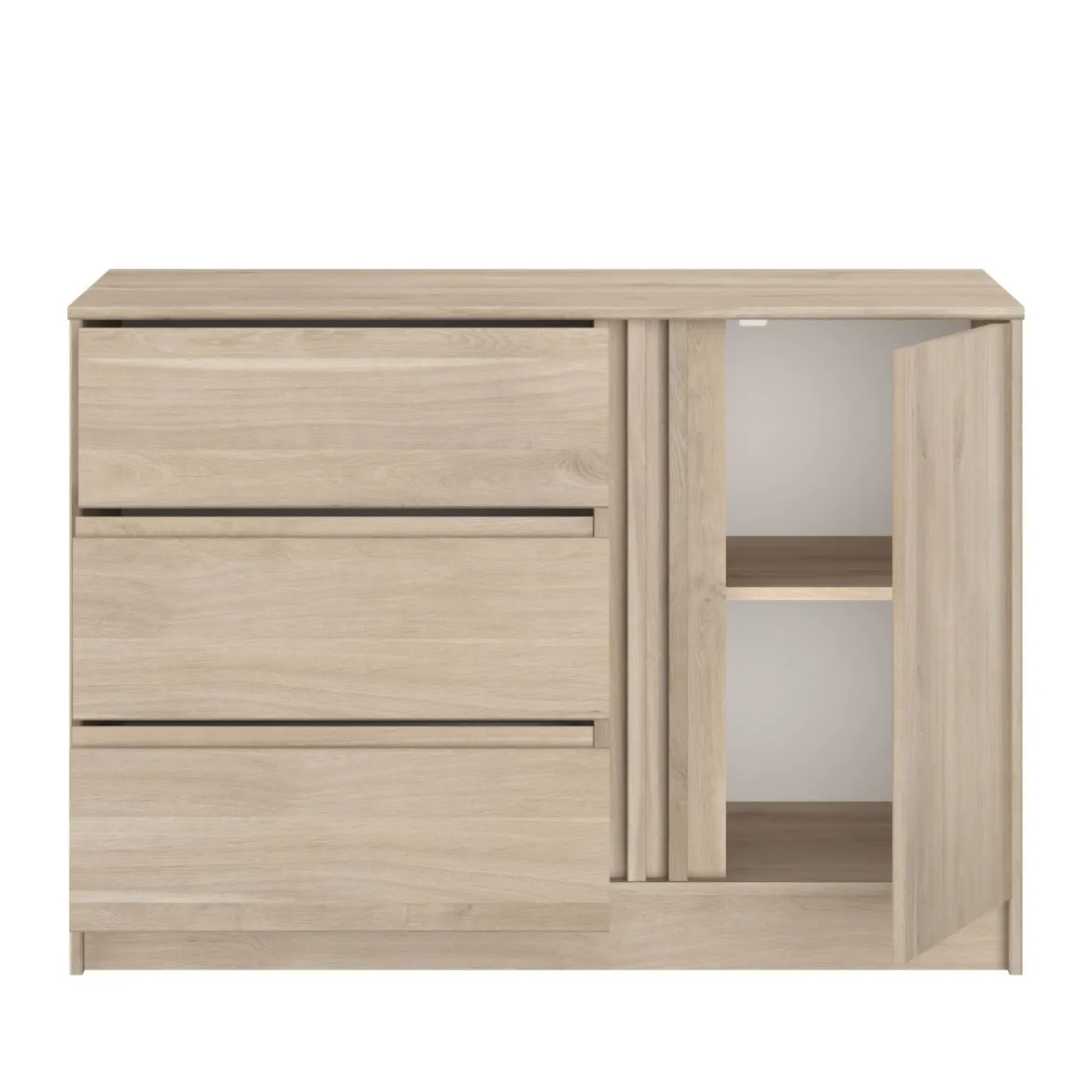 Commode 3 tiroirs 1 porte bois naturel CLEM