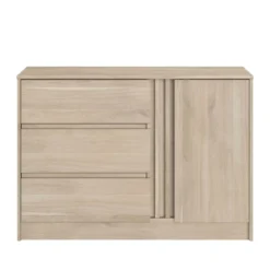 Commode 3 tiroirs 1 porte bois naturel CLEM