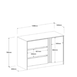 Commode 3 tiroirs 1 porte bois naturel CLEM