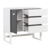 Commode 3 tiroirs 1 porte en bois blanc et anthracite - CO17028