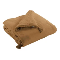 Couvre-lit double gaze de coton marron
