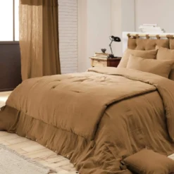 Couvre-lit double gaze de coton marron
