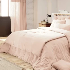 Couvre-lit double gaze de coton rose