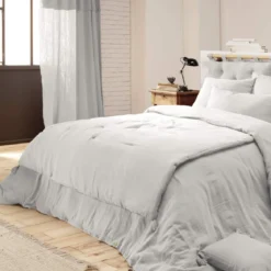 Couvre-lit double gaze de coton gris