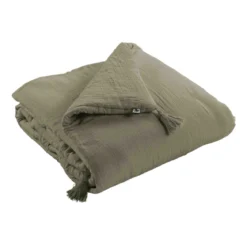 Couvre-lit double gaze de coton kaki