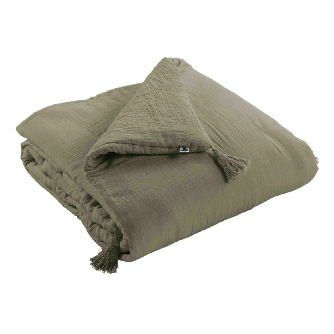 Couvre-lit double gaze de coton kaki