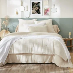 Couvre-lit gaze de coton imprimé vichy 90x200 cm