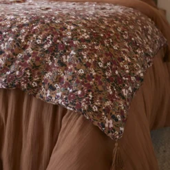 Couvre-lit gaze de coton imprimé floral 90x200 cm