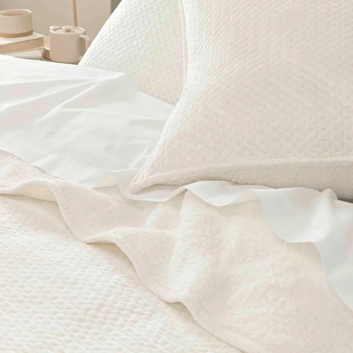 Couvre-lit velours relief/sherpa Mylene