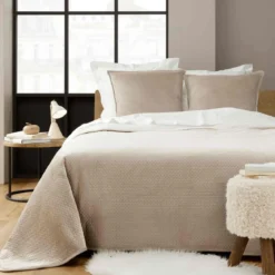 Couvre-lit velours relief/sherpa Mylene