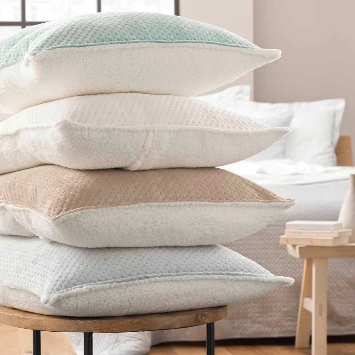 Couvre-lit velours relief/sherpa Mylene