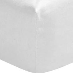 Drap housse blanc 100% lin bonnet 40 cm