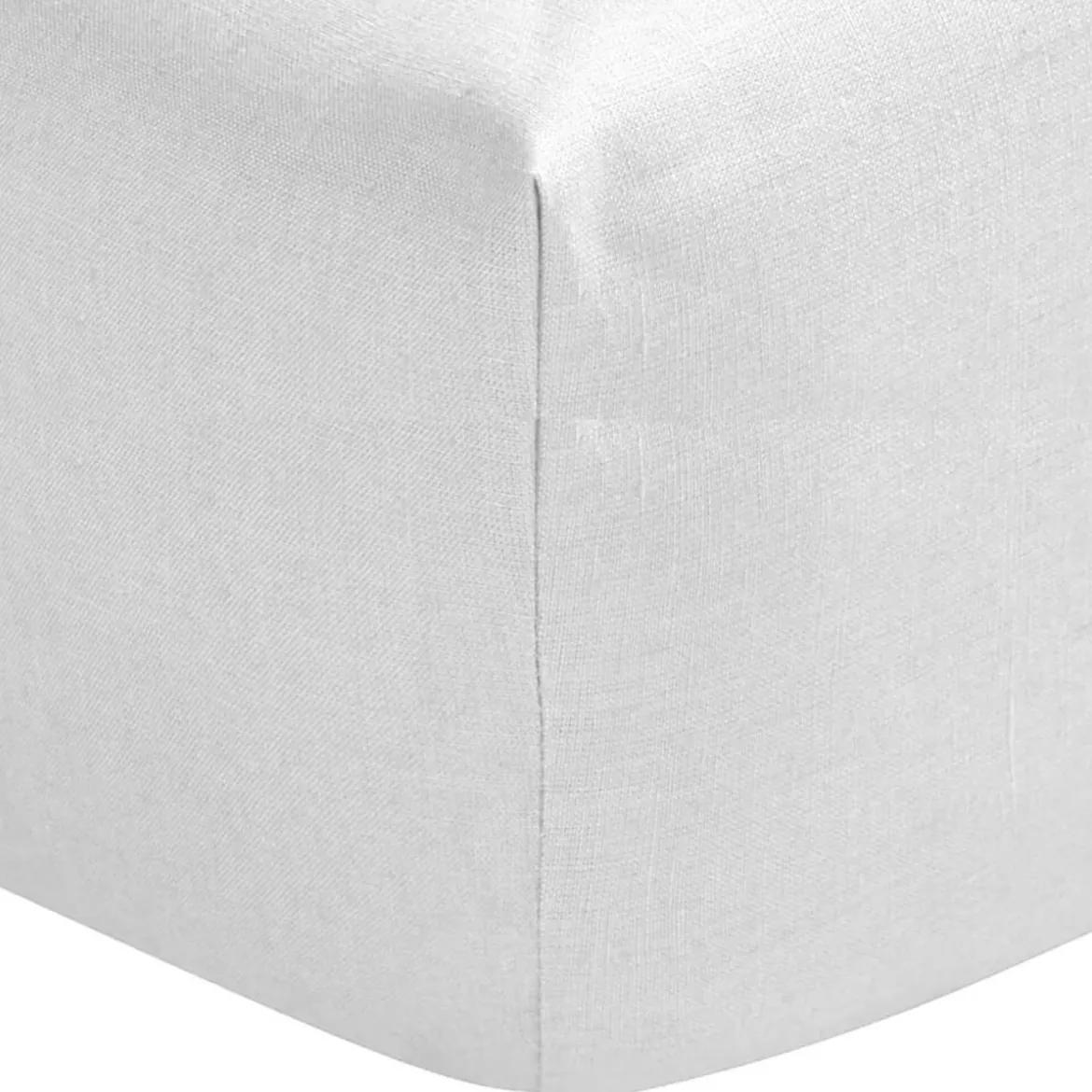 Drap housse blanc 100% lin bonnet 40 cm
