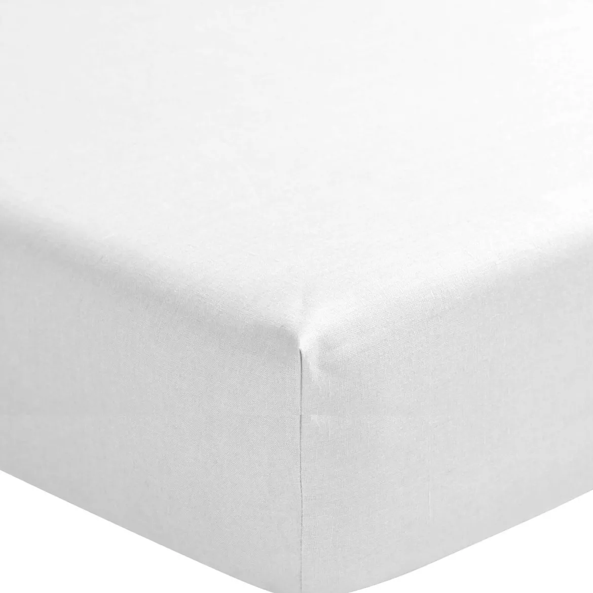 Drap housse blanc 100% lin bonnet 40 cm