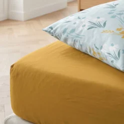 Drap housse coton jaune Terre de Nuit Margot