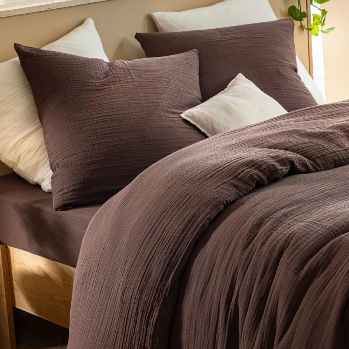 Drap housse gaze de coton Terre de Nuit JUNE