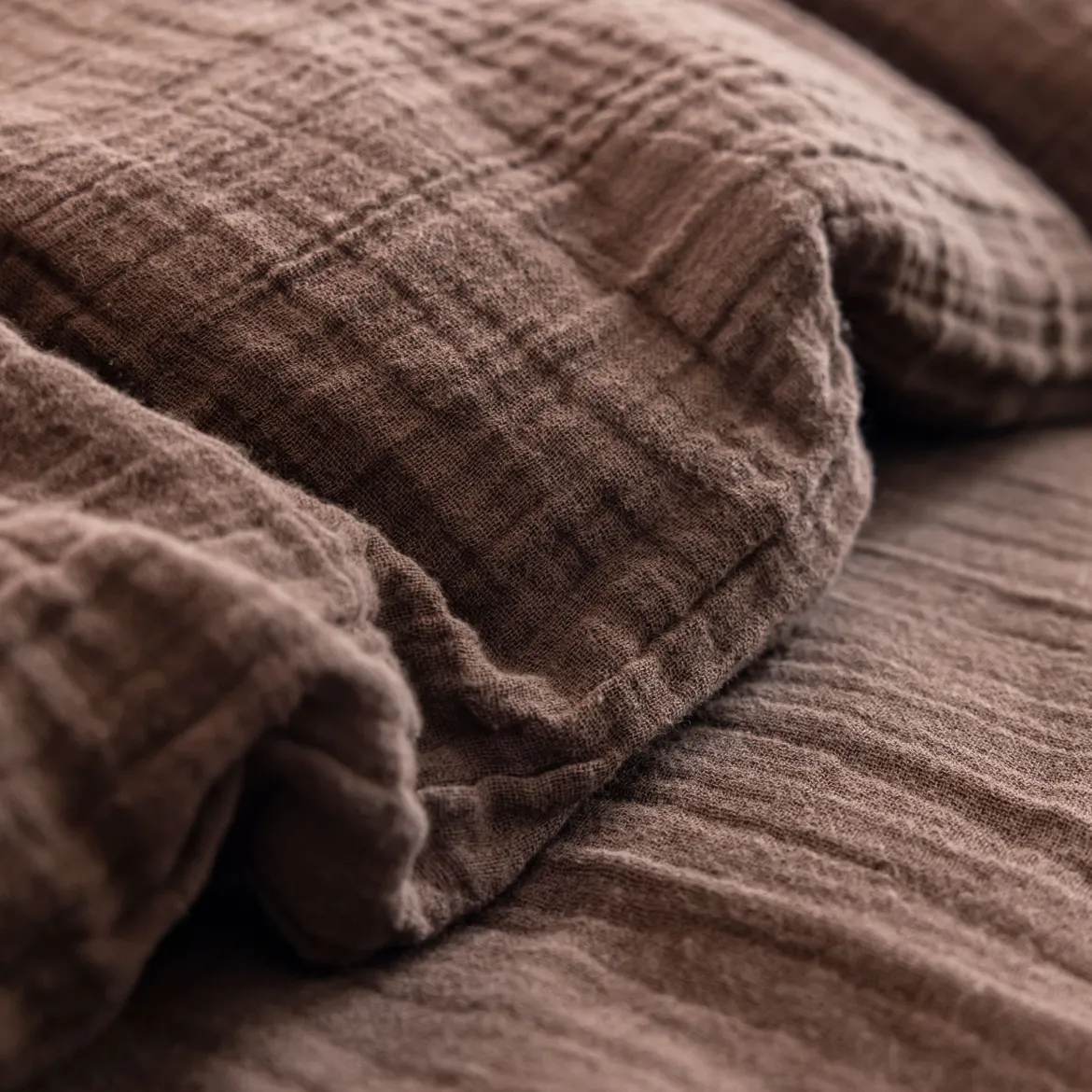 Drap housse gaze de coton Terre de Nuit JUNE