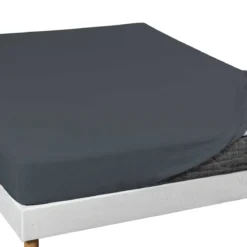 Drap housse jersey anthracite bonnet 30 cm 100% coton biologique